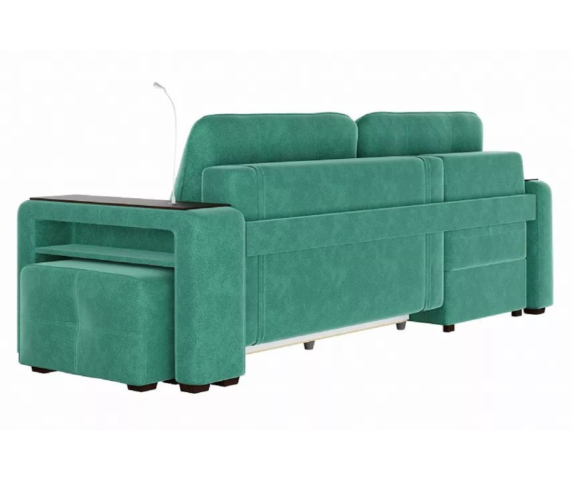 Диваны угловые в гостиную, Диван-кровать угловой Smart 4 пуф справа Велюр