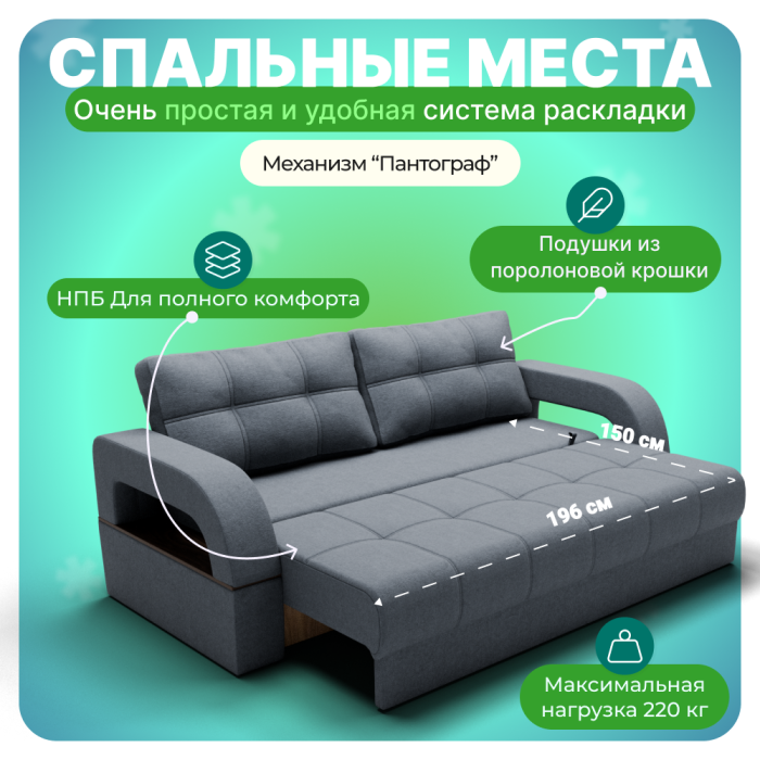 Диваны прямые, Прямой диван Рич-1, НПБ, Квест