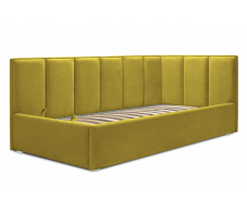 Мягкая кровать, Кровать с мягким изголовьем угловая Лайф 140 с подъемным механизмом, микровелюр