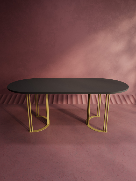 Обеденные столы, Стол овальный обеденный с золотым металлическим подстольем VIOLUR 200
