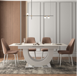 Стол Монако, столешница керамогранит (1600/2000х900х820) серебро