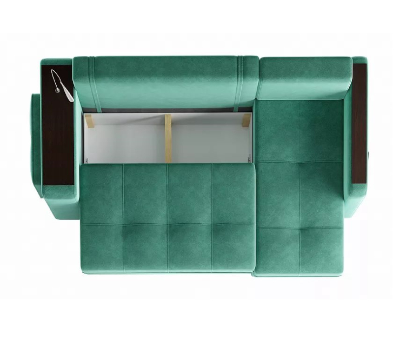 Диваны угловые в гостиную, Диван-кровать угловой Smart 4 пуф слева Велюр