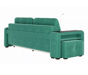 Диван-кровать прямой Smart 4 пуф слева Велюр