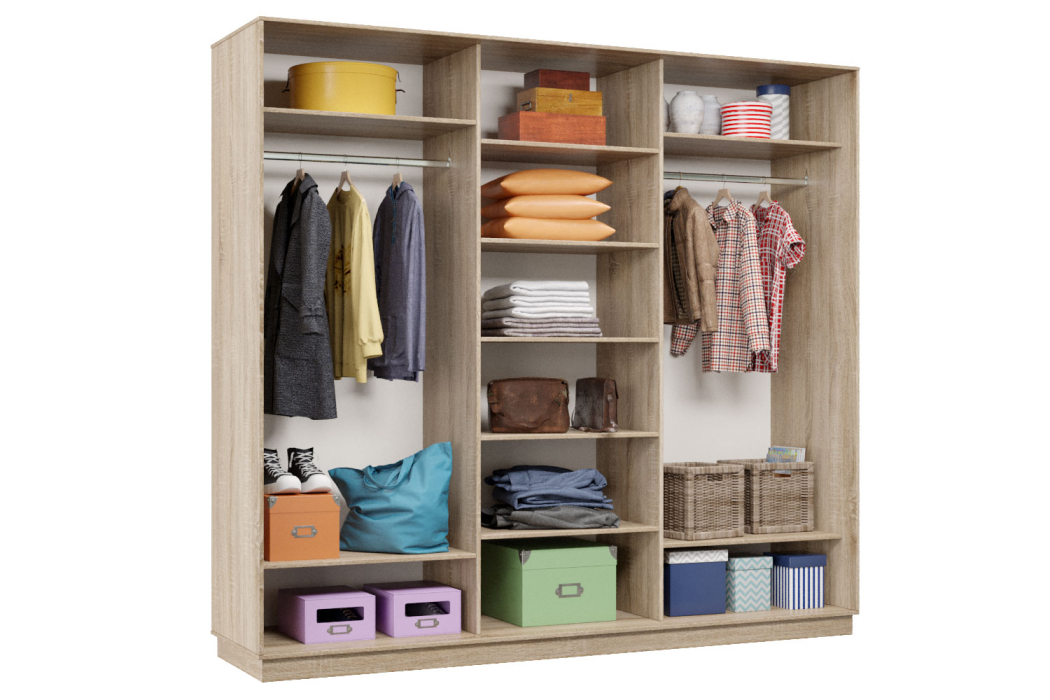 Шкафы-купе 3-х дверные, Шкаф-купе Премьер Лайт 56 (08;08;08) трехдверный