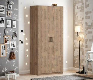 Шкаф двухдверный Макс 1000 мм, вариант №1 (ЛДСП, корпус дуб вотан)