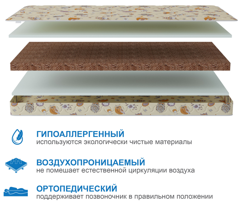 Беспружинные матрасы, Матрас Здоровый сон-Дейл 700*1800