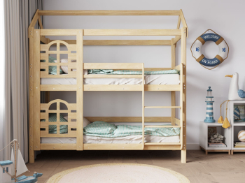 Двухъярусная кровать домик Бэби люкс 70х190