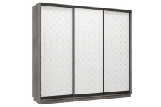Шкафы-купе 3-х дверные, Шкаф-купе Премьер 35  (01РБ;01РБ;01РБ) фасады ромб белый/трёхдверный/Профиль чёрный муар