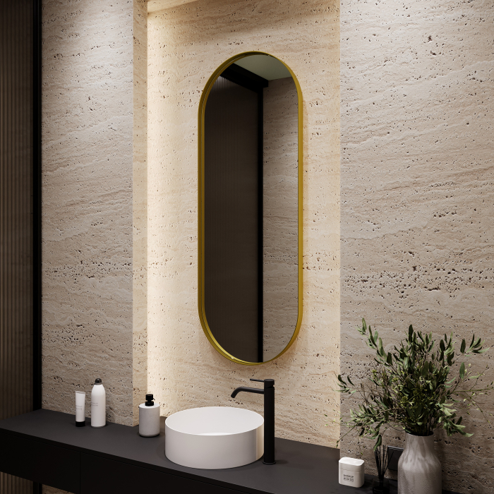 Зеркала в спальню, Дизайнерское настенное зеркало GENGLASS Nolvis M в металлической раме