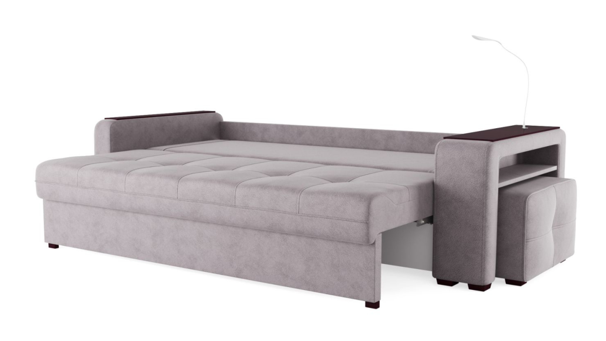 Диваны с ящиком для белья, Диван-кровать прямой Smart 4 пуф справа Велюр