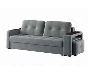 Диван-кровать прямой Smart 4 пуф справа Велюр