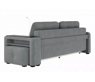 Диван-кровать прямой Smart 4 пуф справа Велюр
