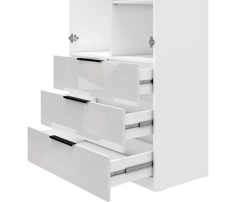 Шкафы распашные, Шкаф 3-х дверный с полками и ящиками, 135 см Люкс