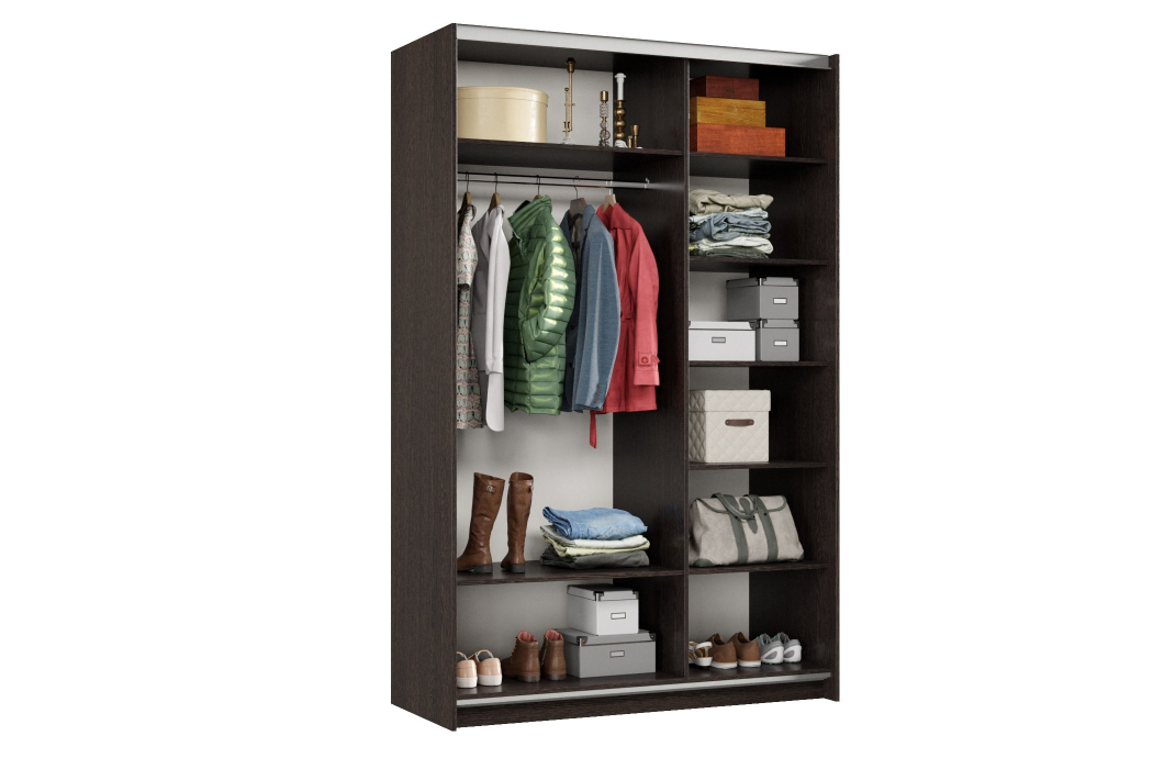 Шкафы-купе 2-х дверные, Шкаф-купе Smart 1422 2х дверный (фасады зеркало) профиль серебро