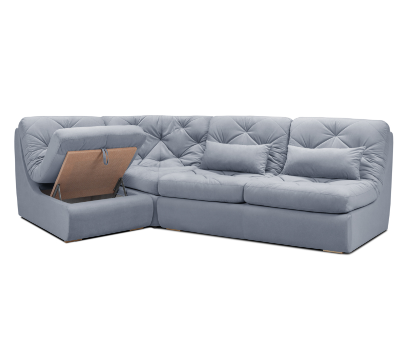 Диваны угловые в гостиную, Диван угловой модульный Борнео со спальным местом, велюр