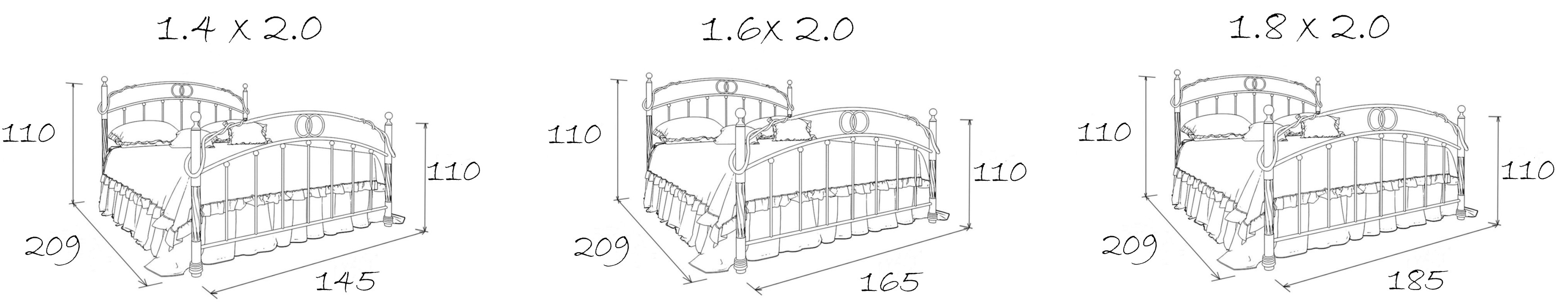 Кованые кровати, Кованая кровать Сандра1.4 с двумя спинками