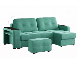 Диван-кровать угловой Smart 4 пуф слева Велюр