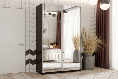 Шкаф-купе Smart 1422 2х дверный (фасады зеркало) профиль серебро