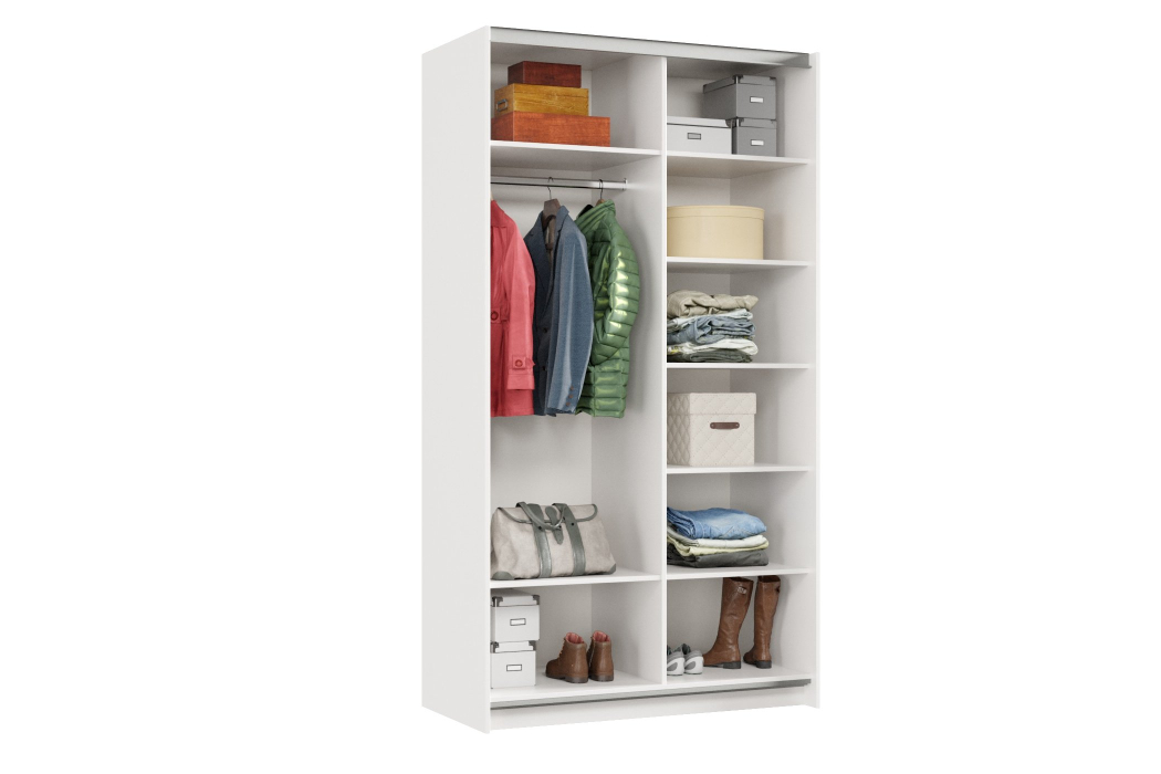 Шкафы-купе 2-х дверные, Шкаф-купе Smart 1224 2х дверный (фасады ЛДСП/зеркало) профиль серебро