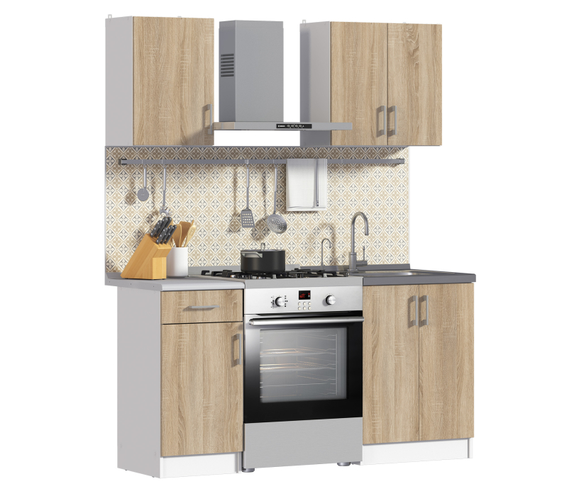 Кухонные гарнитуры, Кухня Деми Белый / Дуб Сонома 1 м