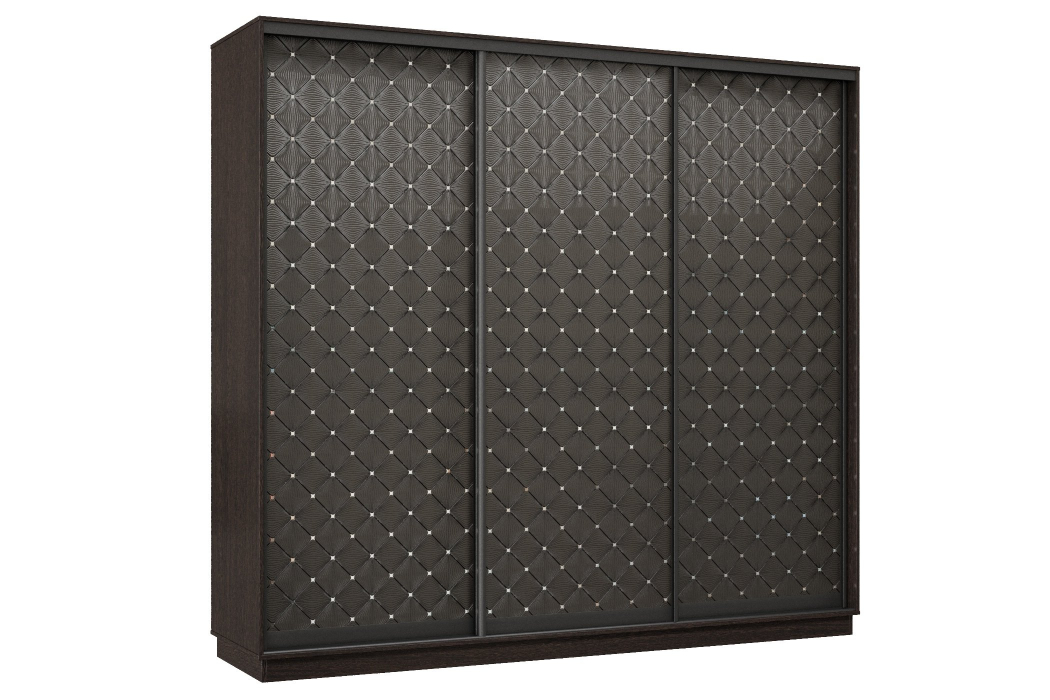 Шкафы-купе 3-х дверные, Шкаф-купе Премьер 57 (01РЧ;01РЧ;01РЧ) фасады ромб чёрный/трёхдверный/Профиль чёрный муар