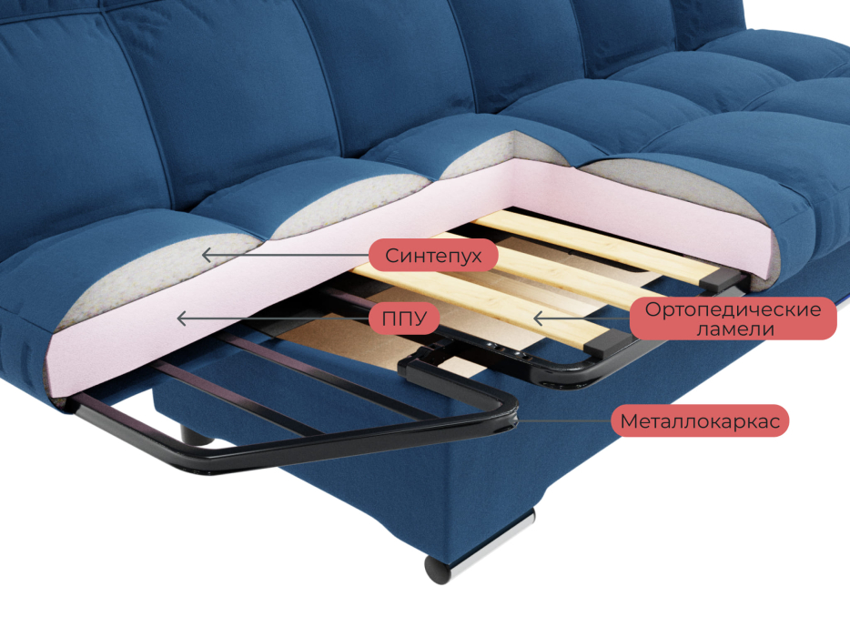 Диваны книжки, Прямой диван Клик-Кляк,велюр