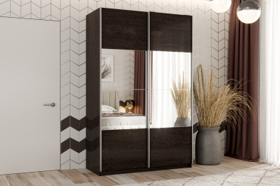 Шкаф-купе Smart 1224 2х дверный (фасады ЛДСП/зеркало) профиль серебро