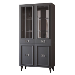 Шкаф витрина Валенсия 2-х дверный серебро 100х45х200 см